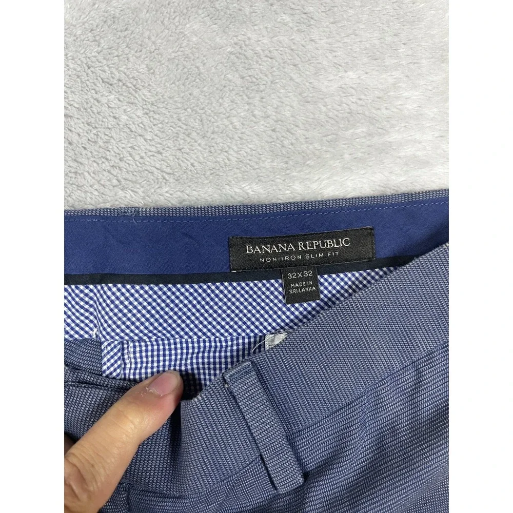 Banana Republic Dress Pants Men's 32x32 Modern Slim Fit Chinos Non Iron Blue